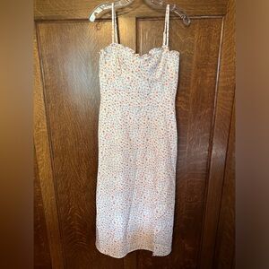 French Connection Camille Floral Crepe Sweetheart Neck Slip Midi Dress, 8, NWT